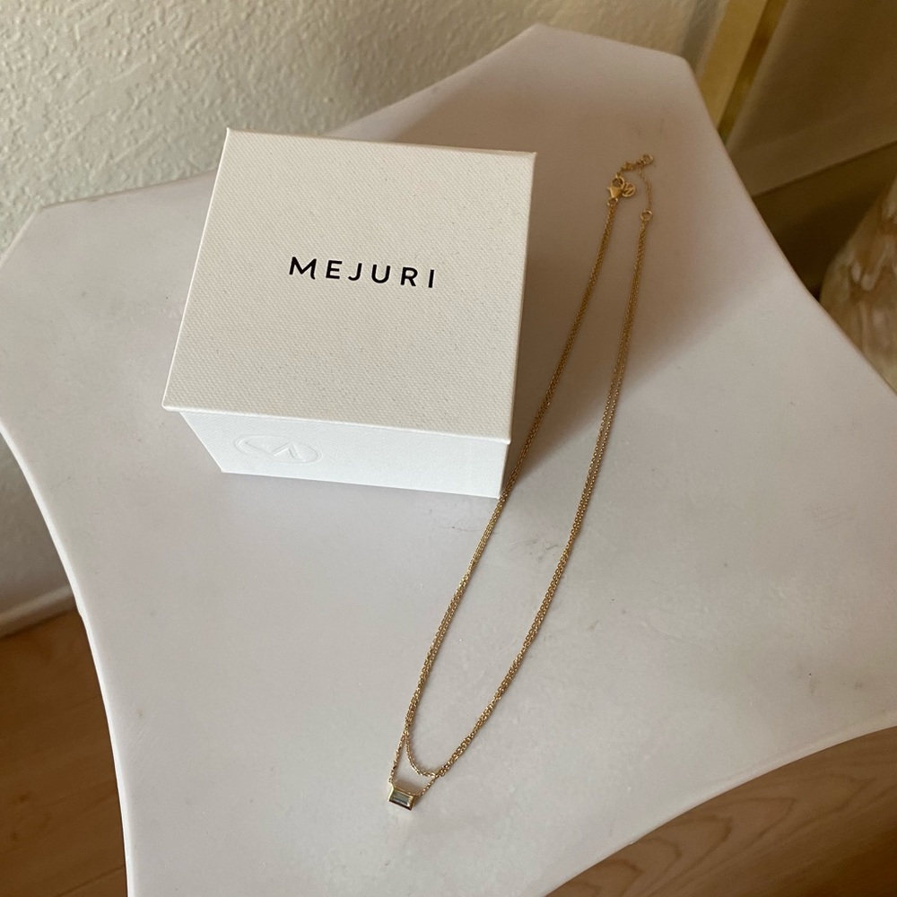 Brand new Mejuri layered aquamarine necklace